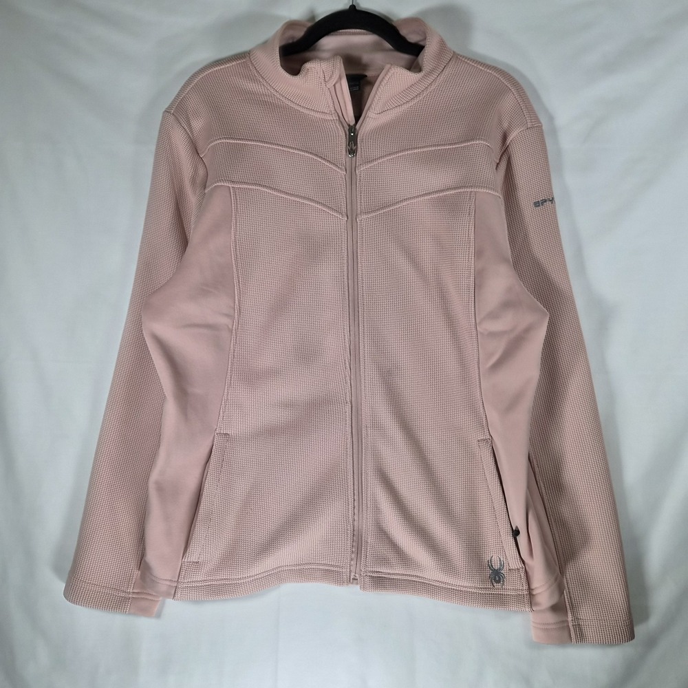 Spyder Women's XL Full Zip Performance Jacket Pink Textured Fleece Athletic...